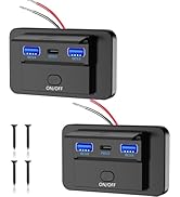Thlevel 12V RV Type C USB Outlet with Power Switch 66W Dual QC3.0 USB &amp;PD3.0 Quick Charge Socket ...
