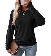 WIHOLL Womens Long Sleeve Shirts Ruched Hem Fall Tops Lightweight Sweaters | Dolman Sleeves, Side...
