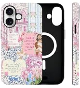 Solanaluna Magnetic Case for iPhone 17 [Compatible with MagSafe], Pink Blue Jesus Aesthetic Flora...