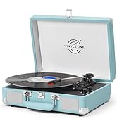Record Player with Built-in Speakers Treble &amp; Bass Gain Vintage Bluetooth Turntable 3-Speed Porta...