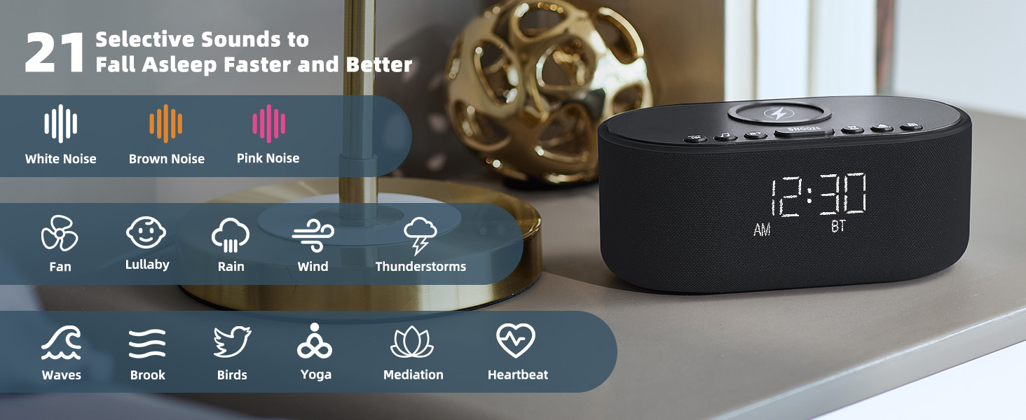 sound machine alarm clock for bedrooms