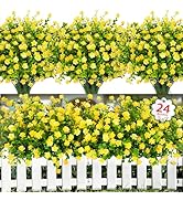 Ouddy Decor 24 Bundles Artificial Flowers for Outdoors Decoration Fake Flowers UV Resistant Faux ...