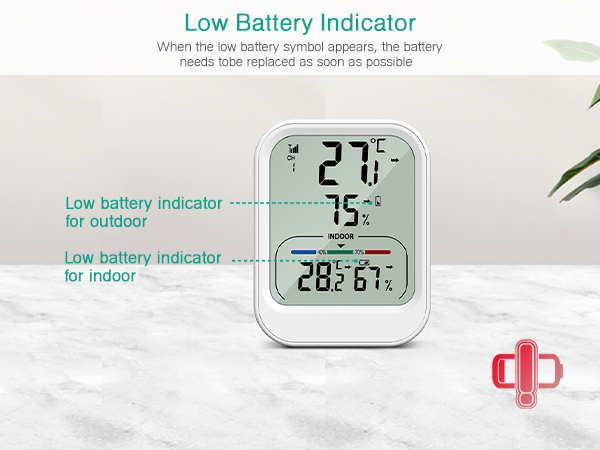 Digital Thermometer Hygrometer, Wireless Indoor Outdoor Thermometer
