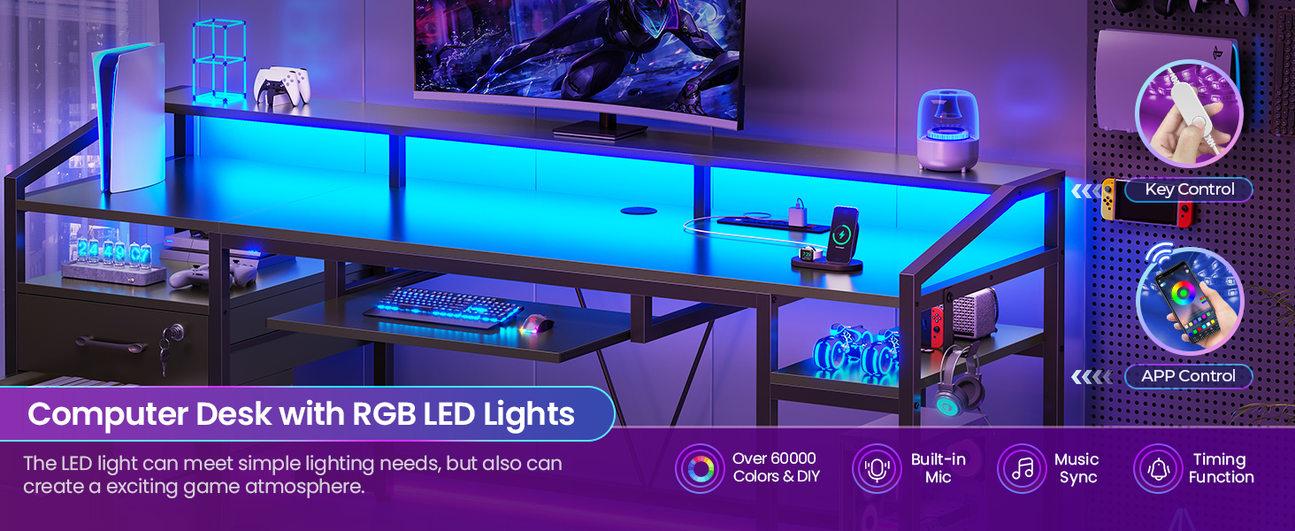 gaming desk with led lights