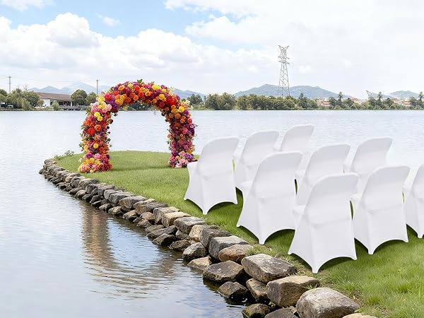 white folding chair cover
