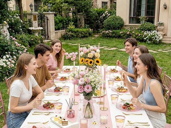 pink gold plastic plates