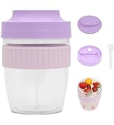 daasigwaa Breakfast On The Go Cups, Overnight Oats Containers With Lid And Folding Spoon, Take An...