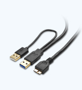 Micro USB 3.0 to USB Splitter Cable (USB Y-Cable, USB Y Cable)