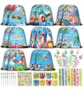 Grneric 98 Pcs Pool Party Favors Drawstring Bags Beach Party Favors Goodie Bags with Drinking Str...