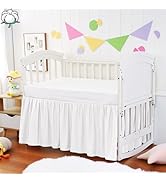 Crib Bed Skirt Dust Ruffle 100% Cotton - Natural, Soft, Breathable for Baby's Delicate Skin, Nurs...
