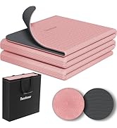 Readaeer Foldable Yoga Mat for Travel Folding Yoga Mat 6mm Thick with Carrying Bag, Non-Slip TPE ...