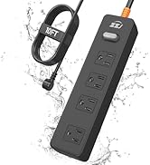 Power Strip Weatherproof, Surge Protector with 4 Wide Outlets, 1875W/15A Overload Protection Swit...