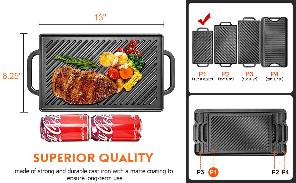 13 x 8.25 grill griddle
