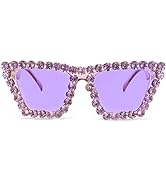 FEISEDY Women Crystal Square Cat Eye Sunglasses Sparkling Trendy Retro Cateye Sunglasses B2898