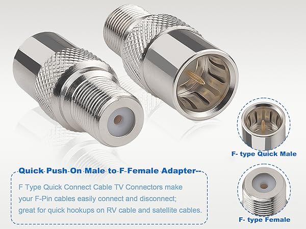Coax Quick Connector Quick Push On Male to F Female Adapter
