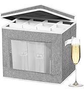 homyfort Grey Stemware Storage Case Organizer - Hard Shell Champagne Flute Storage Box with Divid...