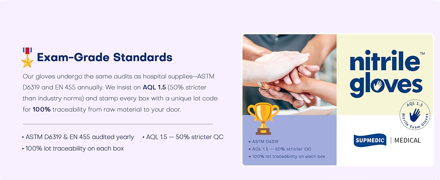 Supmedic Exam grade standard gloves medical glove