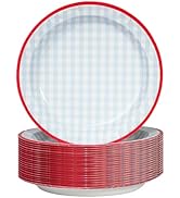 DTFMZOV 50 Pcs Paper Plates, 8.5 Inch Blue Gingham Plate, Disposable Checkered Plaid Gingham Pape...