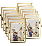 12 Pack 4 x 6'' Floating Picture Frames for 3.5x5, 3.5x5'', 2x3 Gold or Black Photo Frame Metal P...