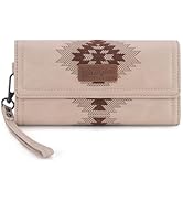 X Wrangler Western Wallet for Women RFID Blocking Wristlet Wallets with Aztec Embroidery