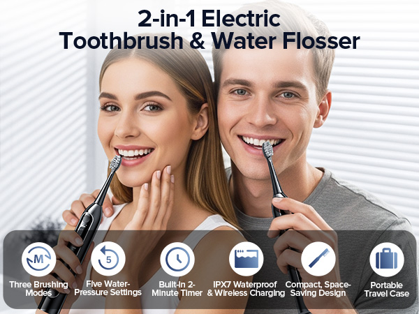 electric toothbrush with water flosser