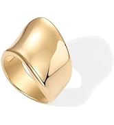PAVOI 14K Gold Plated Chunky Statement Ring for Women | Stainless Steel Hypoallergenic Wide Stack...