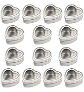 14-Pack 2oz Empty Heart Shaped Silver Metal Tins with Clear Window for Candle Making, Candies, Gi...