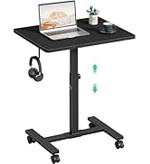 WINAZ Small Portable Standing Rolling Desk - 24 Inch Mobile Sit Stand Desk Adjustable Height with...