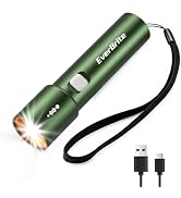 EverBrite Mini EDC Rechargeable Flashlight with 3 Modes-Green 1 Pack | Small Zoomable LED Flashli...