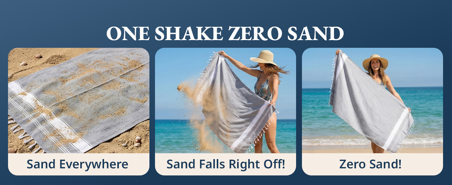 One Shake and Zero Sand. Sand Free towels where sand falls right off