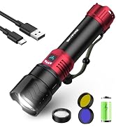 SKYFIRE Bright Flashlight with Ignition Lens&amp;Yellow/Blue Light,3000lm Super Bright Rechargeable F...