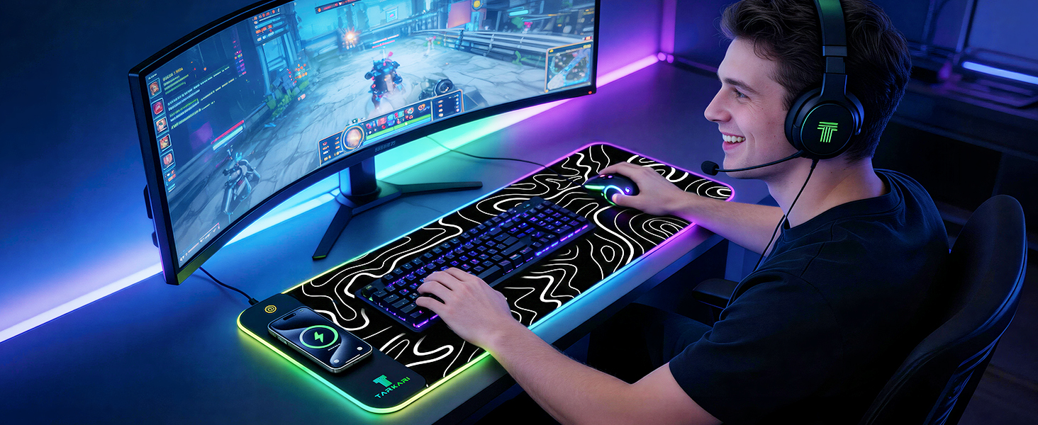 TARKARI Magnetic Wireless Charging RGB Mouse Pad