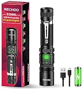 RECHOO Flashlight USB Rechargeable Double Switch S3000L LED Tactical Flashlight High Lumens Super...