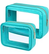 PACKISM TSA Approved Toiletry Bag - 2 Pack Upgrade Color-Edged Clear Makeup Bags, Clear Toiletry ...