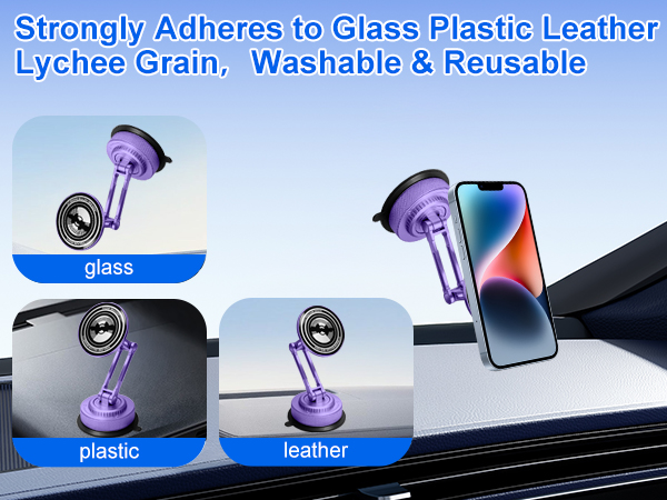 Purple Violet mount with strong silicone suction cup,fits glass plastic leather, elegant for ladies