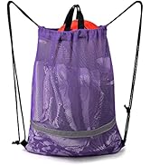 BeeGreen Mesh Drawstring Bag Beach Backpack Lightweight Heavy Duty Sackpack for Sport