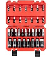 LLNDEI 33PCS Hex Bit Socket Set, SAE 5/64"-3/4" &amp; Metric 2mm-19mm Allen Driver Set, Cr-V &amp; S2 Ste...