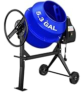 LDHTHOPI Concrete Mixer 5.3 Cu.Ft. – 750W (1HP) Heavy Duty Portable Concrete Mixer with Wheel &amp; S...