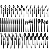 40 Pieces Black Silverware Set,Premium Stainless Steel Flatware Set For 8, Yoehka Mirror Polished...