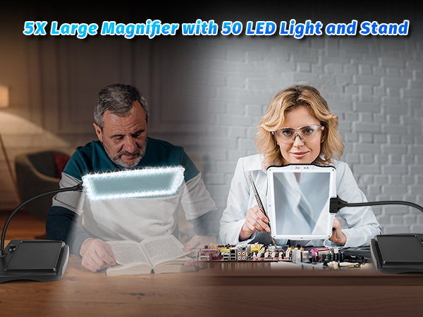 magnifier with light and stand