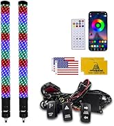 ZIMABLUE 2PC 2FT Fat Whip Lights for Side by Side, App & Remote Control RGB Chasing Light Whip wi...