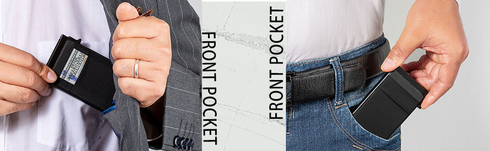 Slim Minimalist Front Pocket RFID Blocking Metal Wallets
