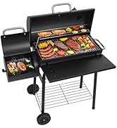 Realcook Charcoal Grills with Offest Smokers: Spacious Barrel Charcoal BBQ Grill | Barbecue Smoke...