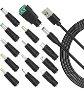 SoulBay USB Charging Cable to DC 5V Universal Power Cord with 13pcs Adapters DC5V Charger Replace...