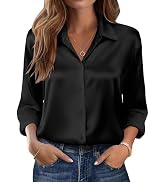 Zeagoo Womens Tops Long Sleeve Satin Silk Button Down Shirts Dressy Blouses | Business Casual Out...