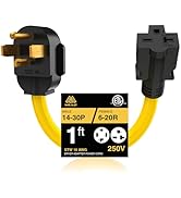 NEMA 14-30 to NEMA 6-20/6-15 Cord Adapter, STW 10 AWG, 3 Prong Dryer Adapter, 125V/250V, 30A to 2...
