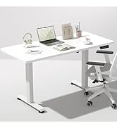 Veken 47.2 Inch Electric Standing Desk, Height Adjustable Sit Stand Up, Wood Desktop, Work Home O...