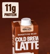 Wandering Bear Double Latte Organic Cold Brew Coffee — 32 fl oz, 6 pack - Creamy High-Protein Col...