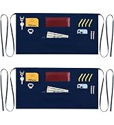 TEXVIDA 7 Pockets Server Aprons with Zipper Pocket (2 Pack) - Aprons for Women Men - Waiter Waitr...