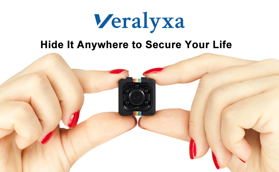 Text overlay reading 'Veralyxa' and 'Hide It Anywhere to Secure Your Life' on a light background.